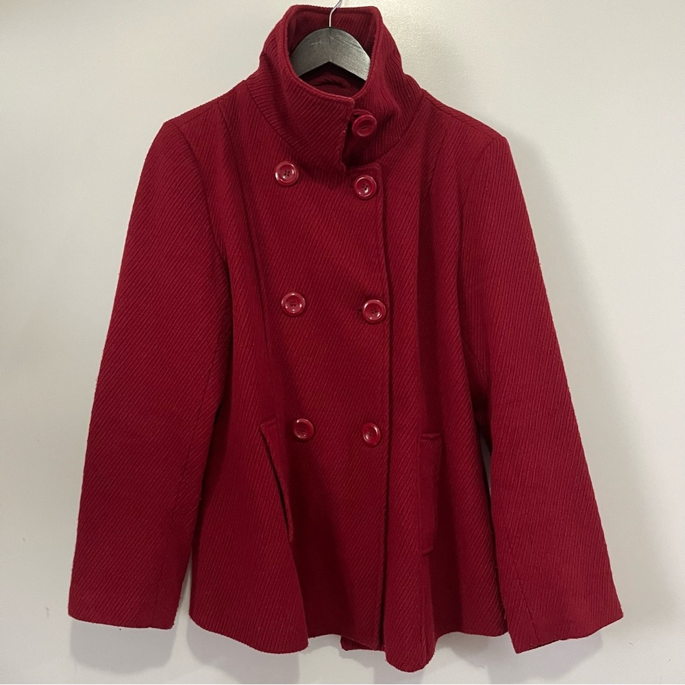 Woman Polyester Coat Basic Solid Red Jacket - image 6